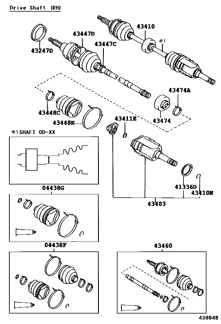 Toyota COROLLA Front Drive Shaft EPC diagram — 430048A