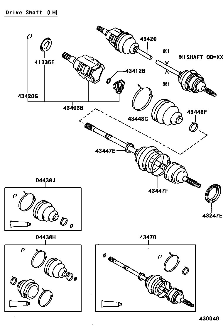 Toyota COROLLA Front Drive Shaft EPC diagram — 430049