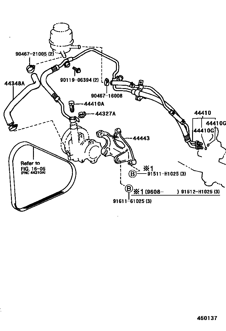 Toyota COROLLA 动力转向配管 EPC diagram — 450137