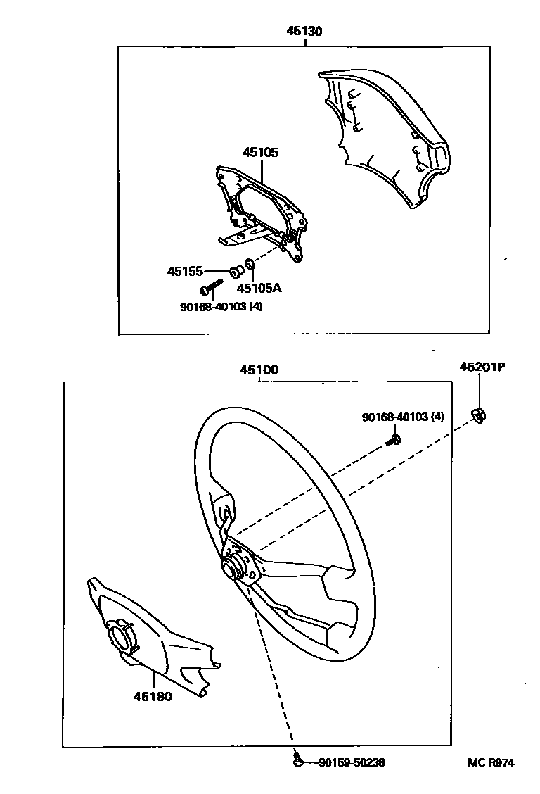 Toyota COROLLA Steering Wheel EPC diagram — MCR974