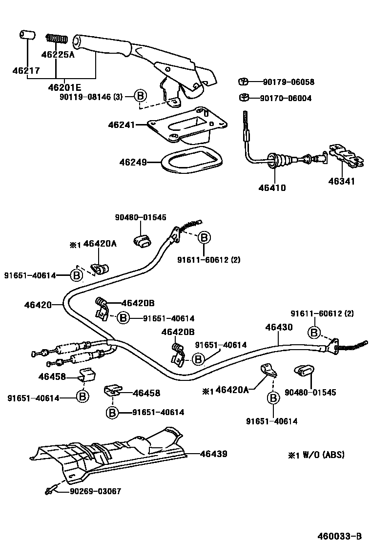 Toyota COROLLA Parking Brake & Cable EPC diagram — 460033B