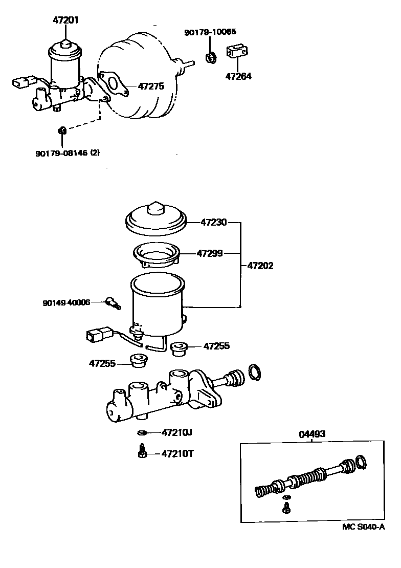 Toyota COROLLA 制动总泵 EPC diagram — MCS040A