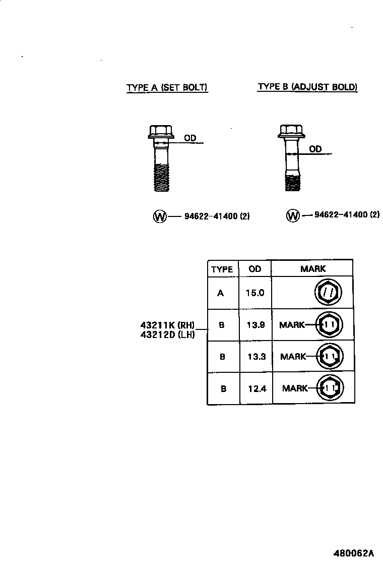 Toyota COROLLA 前桥控制臂和转向节 EPC diagram — 480062A