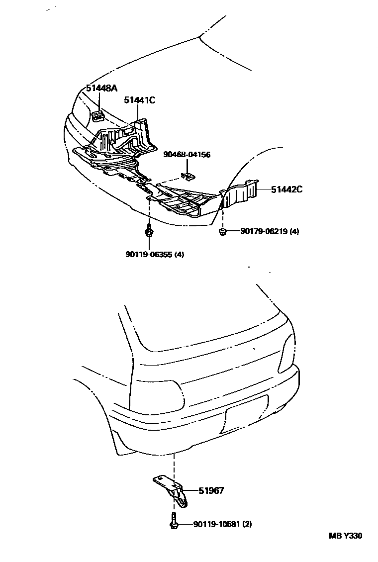 Toyota COROLLA 悬架横梁和发动机底罩 EPC diagram — MBY330