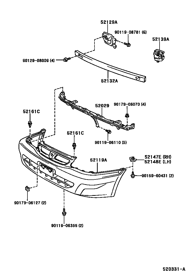 Toyota COROLLA 前保险杠及附件 EPC diagram — 520331A