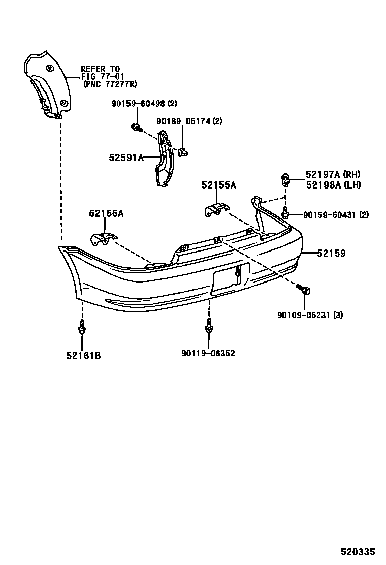 Toyota COROLLA 后保险杠及附件 EPC diagram — 520335