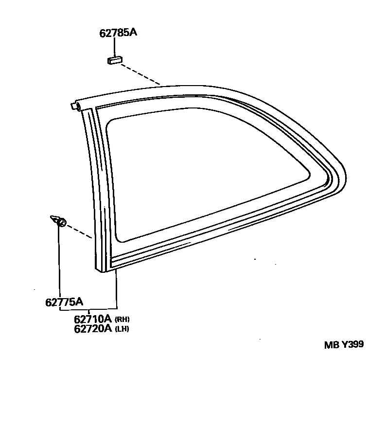 Toyota COROLLA 角窗 EPC diagram — MBY399