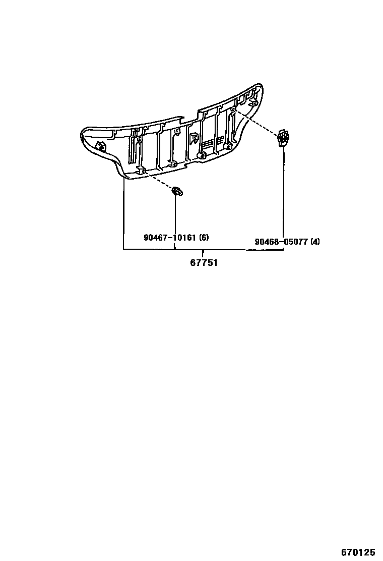 Toyota COROLLA 背门板和背门玻璃 EPC diagram — 670125
