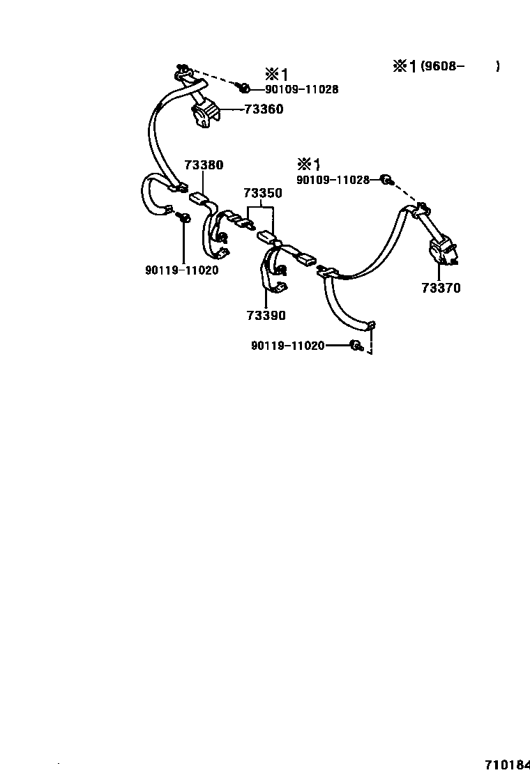 Toyota COROLLA 安全带和儿童保护座椅 EPC diagram — 710184