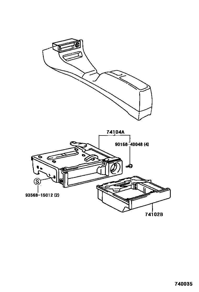 Toyota COROLLA 烟灰盒 EPC diagram — 740035