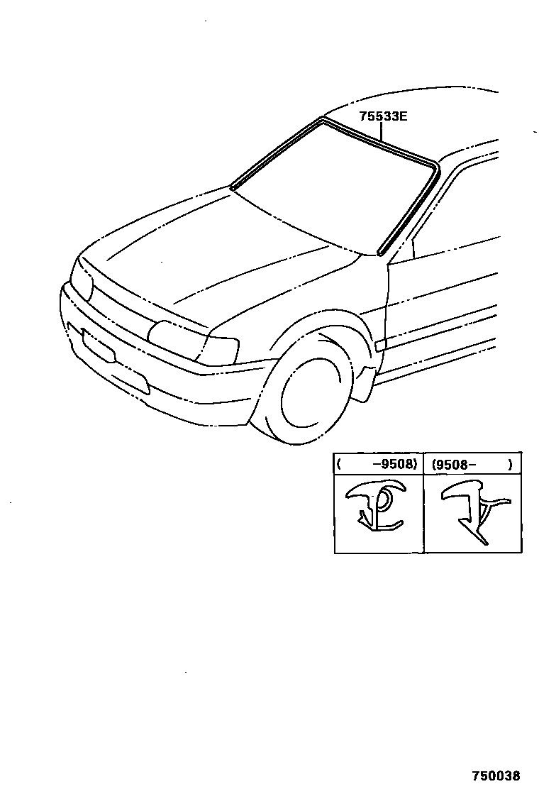 Toyota COROLLA 前防护条 EPC diagram — 750038