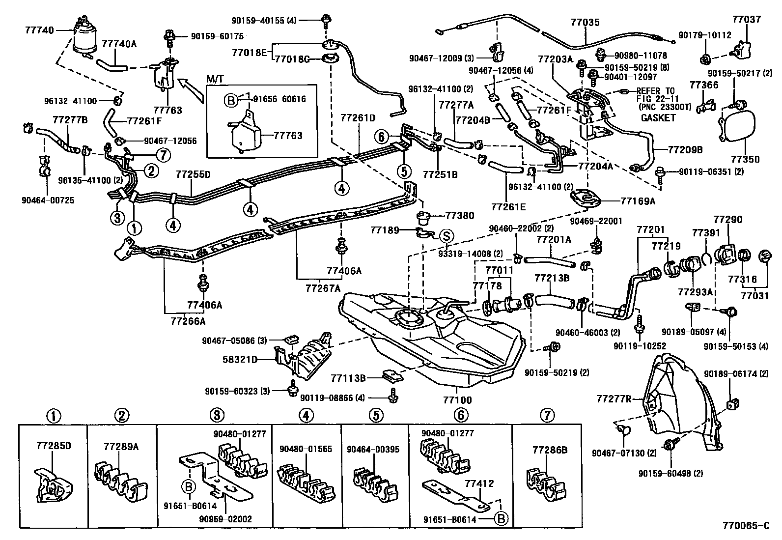 Toyota COROLLA 燃油箱和燃油管 EPC diagram — 770065C