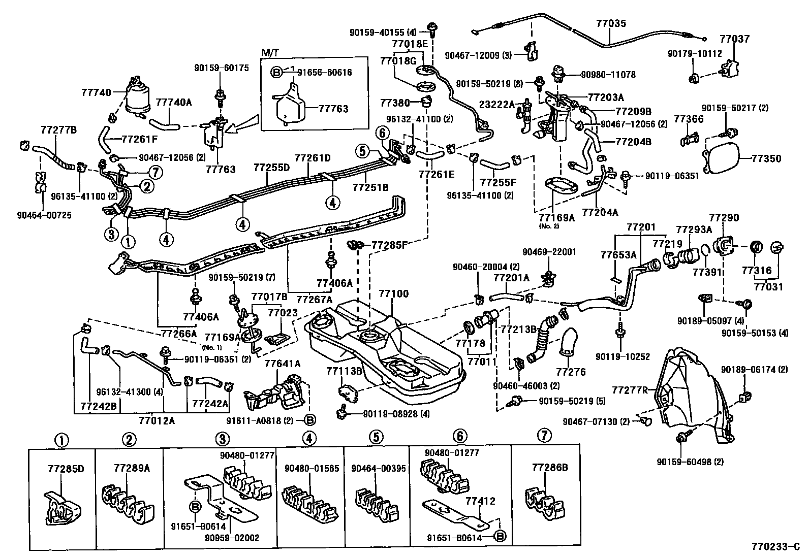 Toyota COROLLA 燃油箱和燃油管 EPC diagram — 770233C