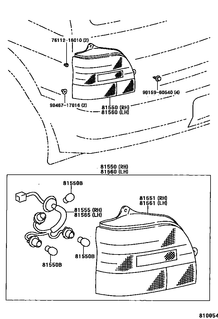 Toyota COROLLA 后组合灯 EPC diagram — 810054