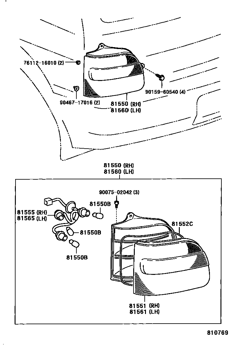 Toyota COROLLA 后组合灯 EPC diagram — 810769