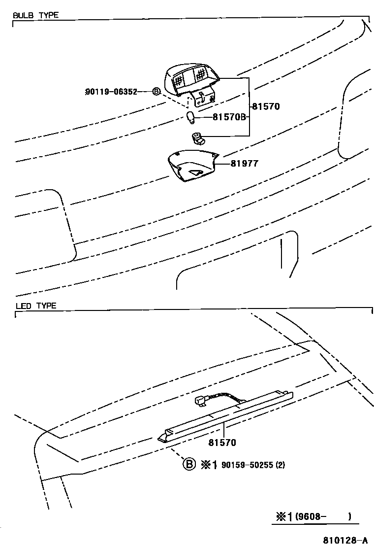 Toyota COROLLA 高位刹车灯 EPC diagram — 810128A