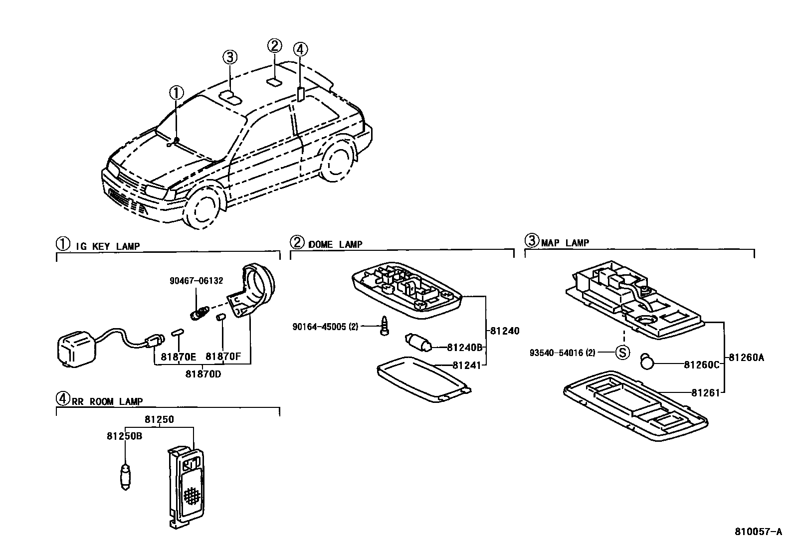 Toyota COROLLA 车内灯 EPC diagram — 810057A