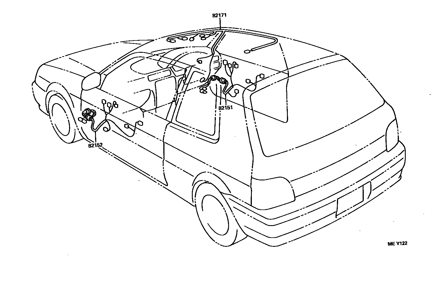 Toyota COROLLA 线束和卡夹 EPC diagram — MEY122