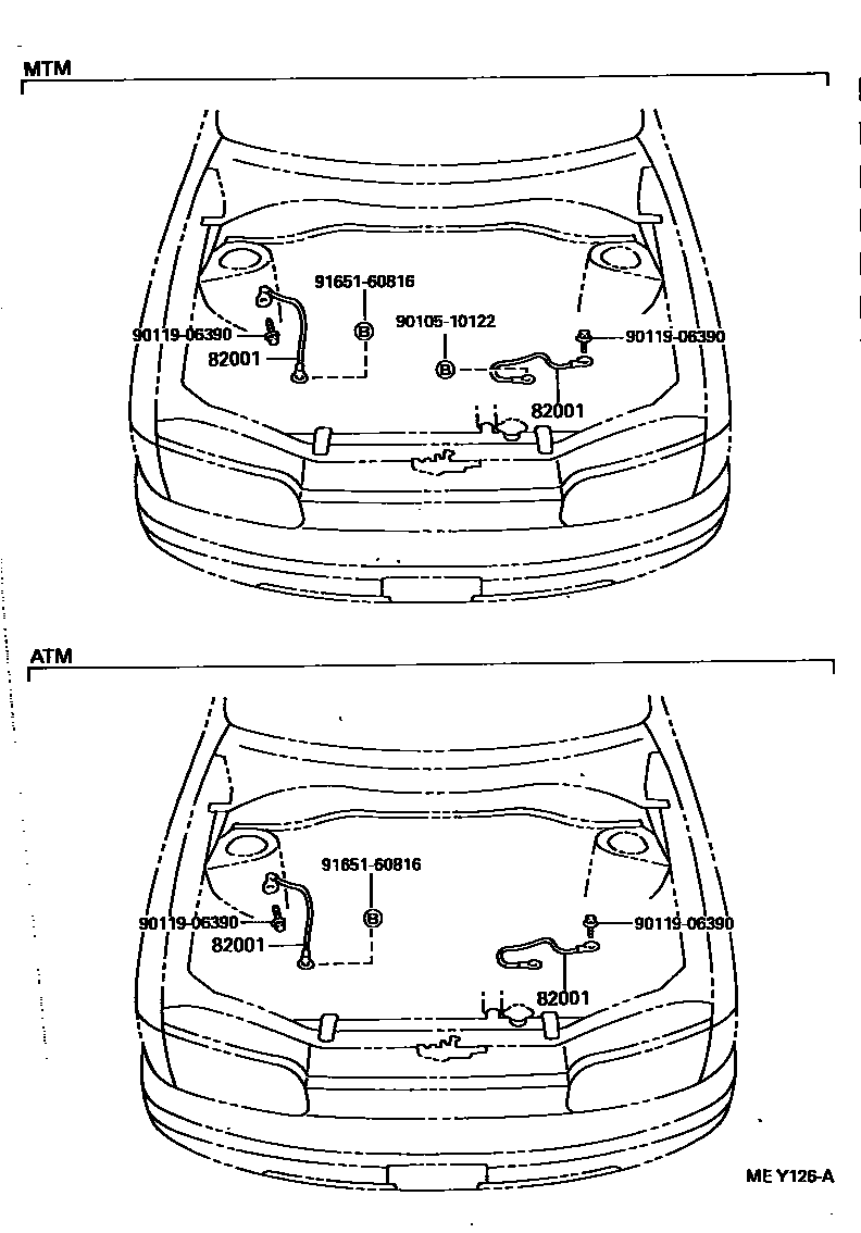Toyota COROLLA 线束和卡夹 EPC diagram — MEY126A