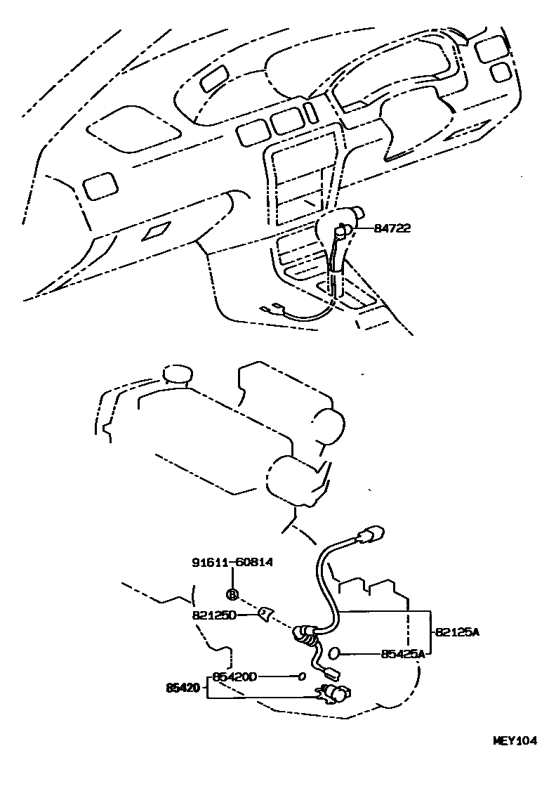 Toyota COROLLA 超速档和电子控制变速器 EPC diagram — MEY104