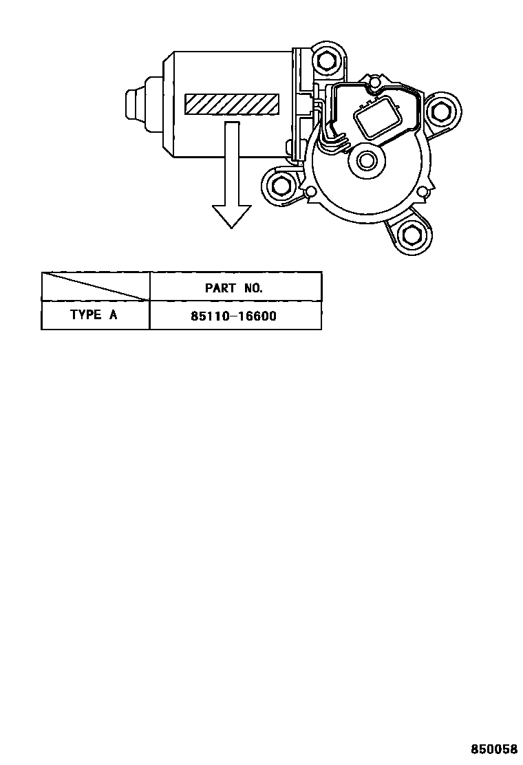Toyota COROLLA 挡风玻璃刮水器 EPC diagram — 850058