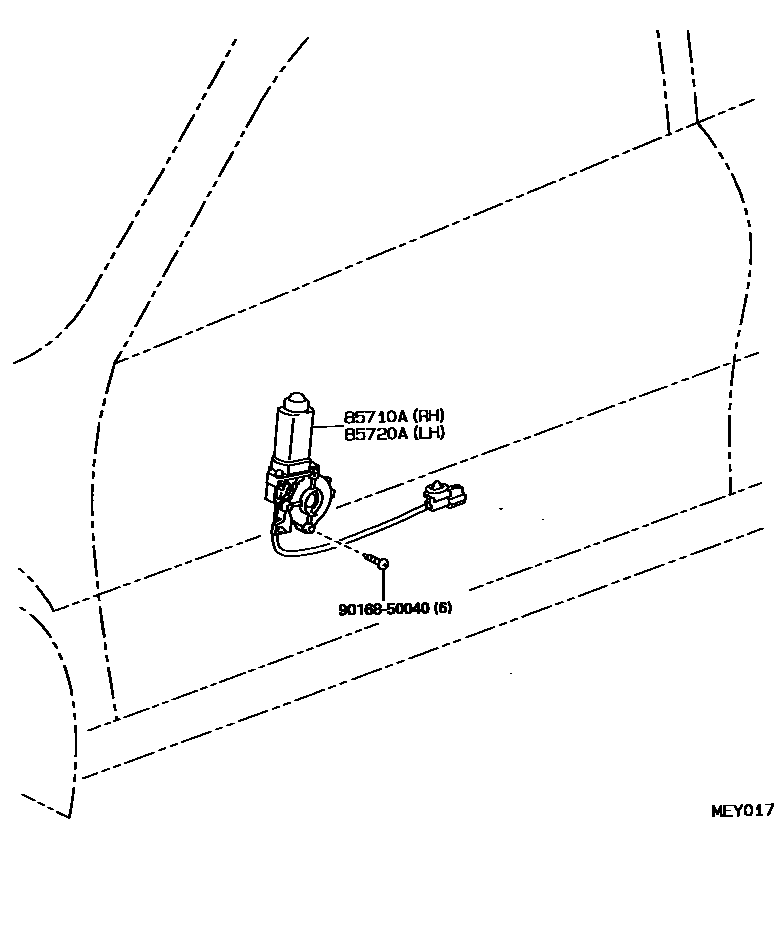 Toyota COROLLA 车门电机和车门电磁阀 EPC diagram — MEY017