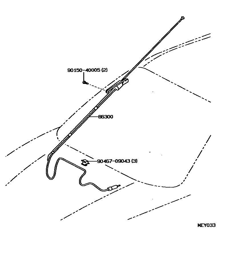 Toyota COROLLA antenna EPC diagram — MEY033