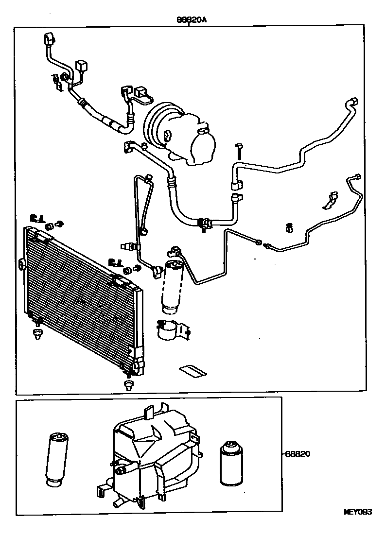Toyota COROLLA 暖风和空调系统 - 组件 EPC diagram — MEY093