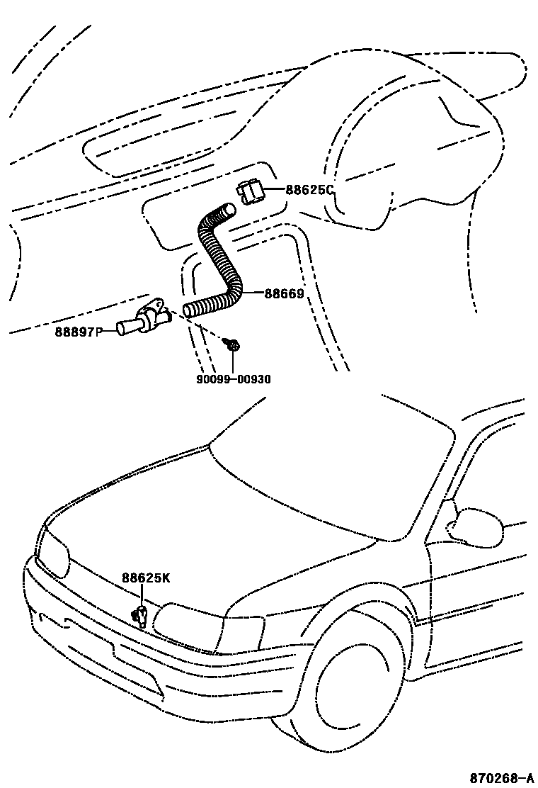 Toyota COROLLA 暖风和空调系统 - 控制器和风管 EPC diagram — 870268A