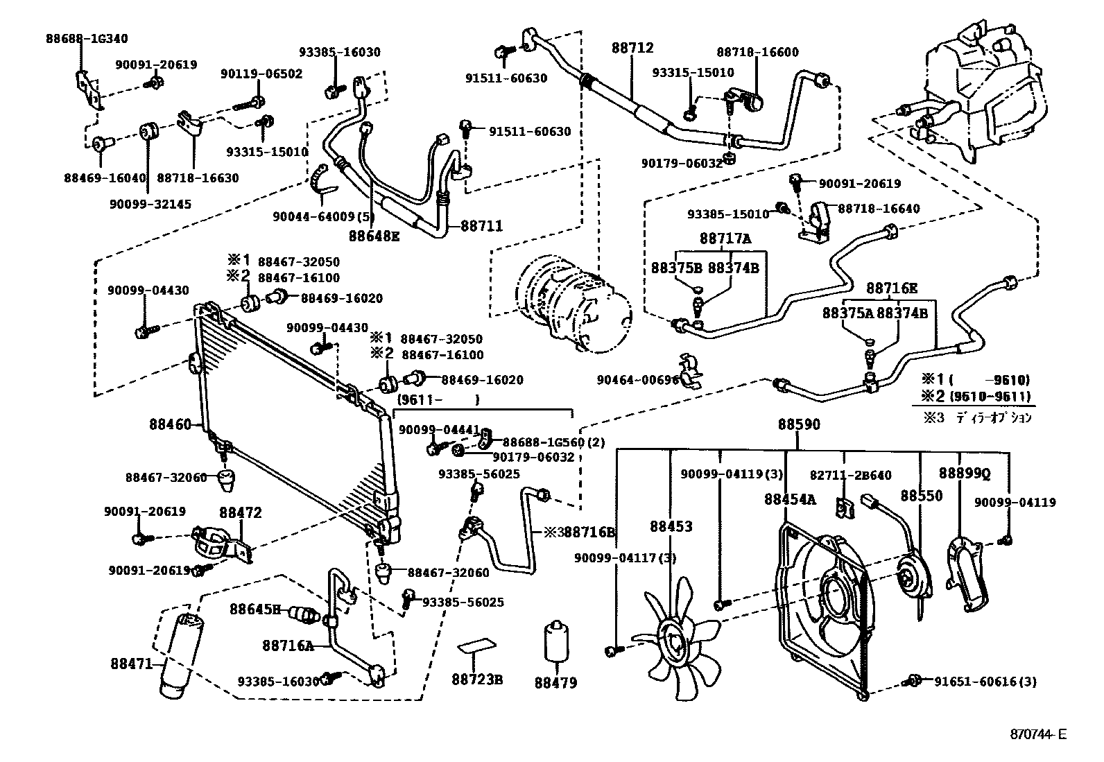 Toyota COROLLA Heating & Air Conditioning - Cooler Piping EPC diagram — 870744E