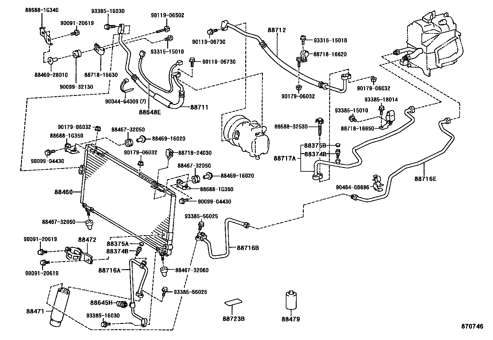 Toyota COROLLA Heating & Air Conditioning - Cooler Piping EPC diagram — 870746