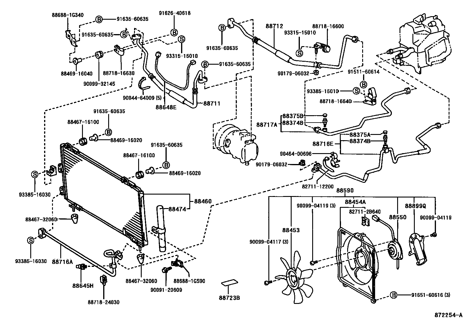 Toyota COROLLA Heating & Air Conditioning - Cooler Piping EPC diagram — 872254A