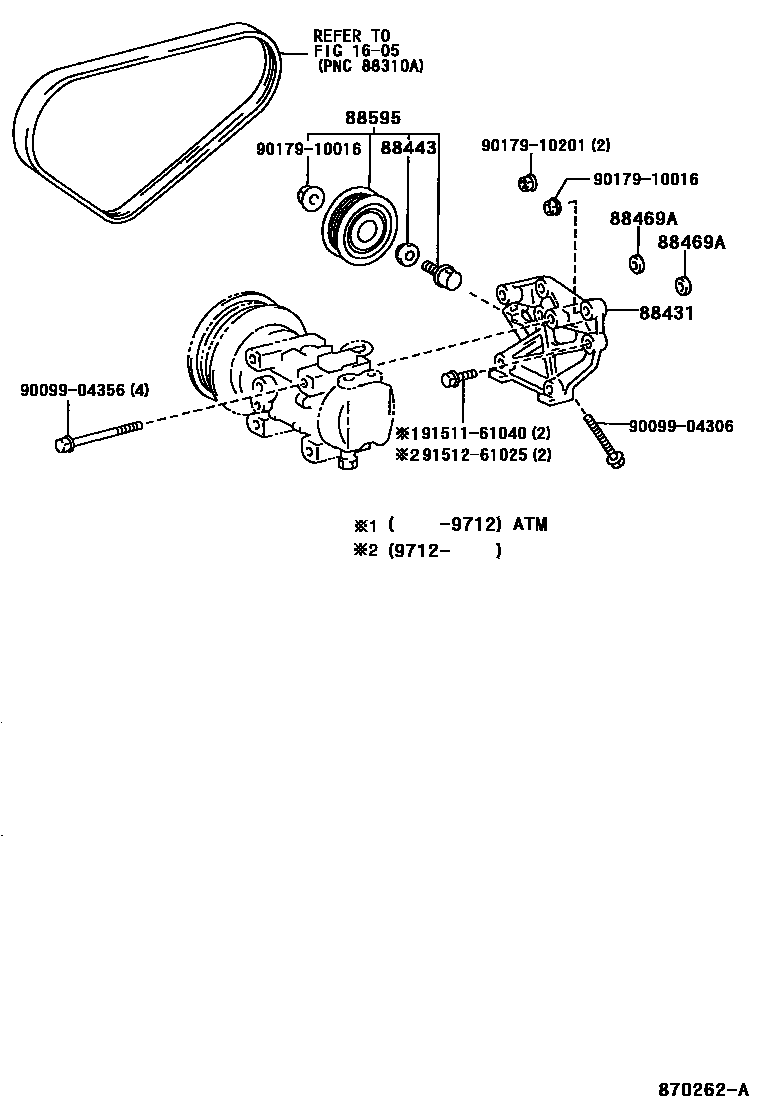 Toyota COROLLA Heating & Air Conditioning - Compressor EPC diagram — 870262A