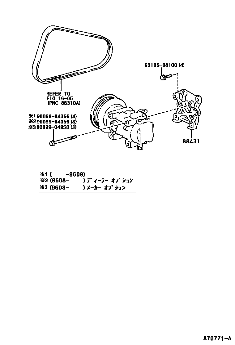 Toyota COROLLA Heating & Air Conditioning - Compressor EPC diagram — 870771A