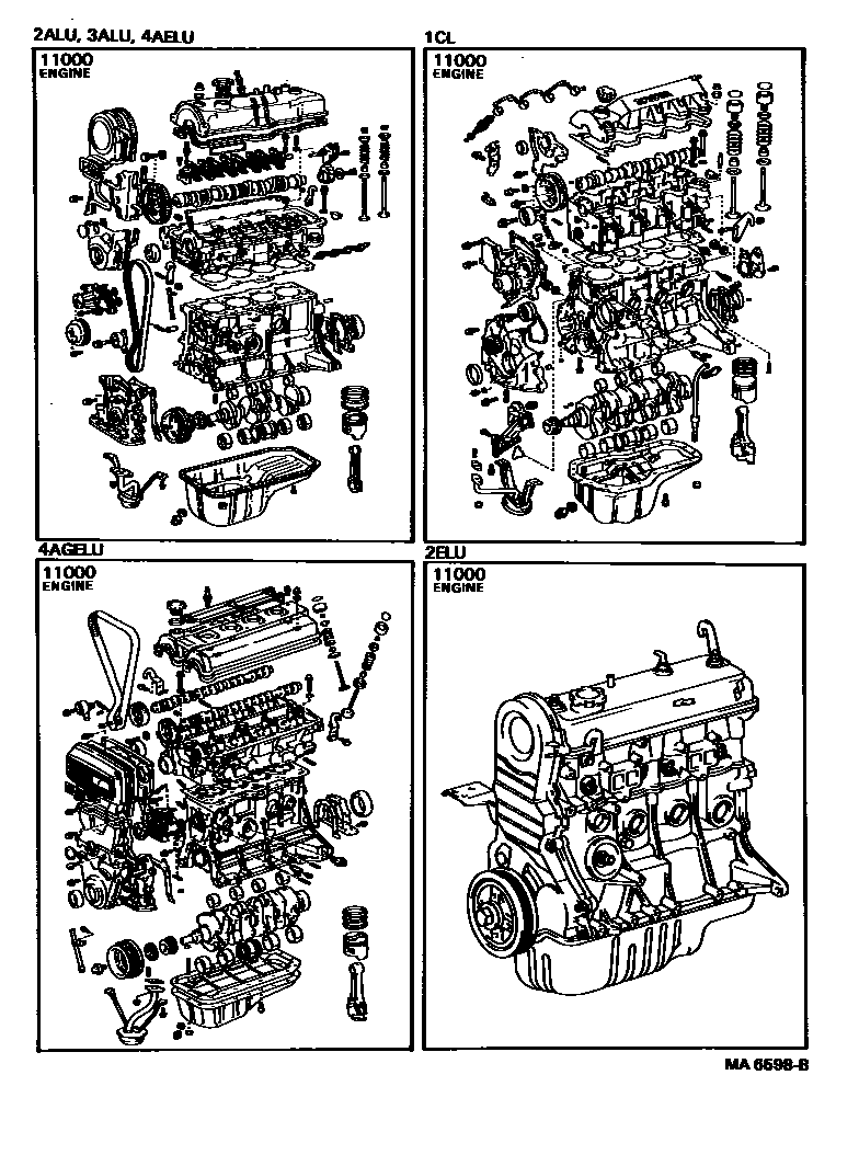 Toyota COROLLA Partial Engine Assembly EPC diagram — MA6598B