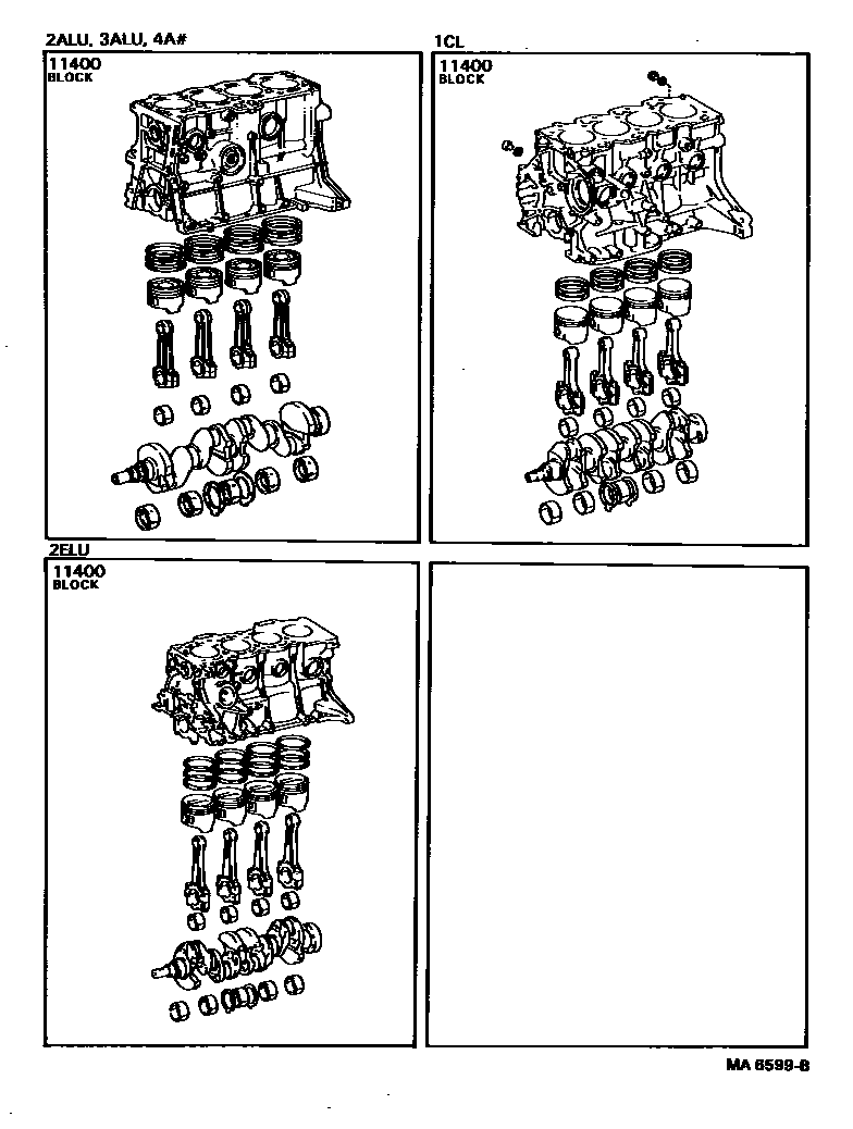 Toyota COROLLA Short Block Assembly EPC diagram — MA6599B