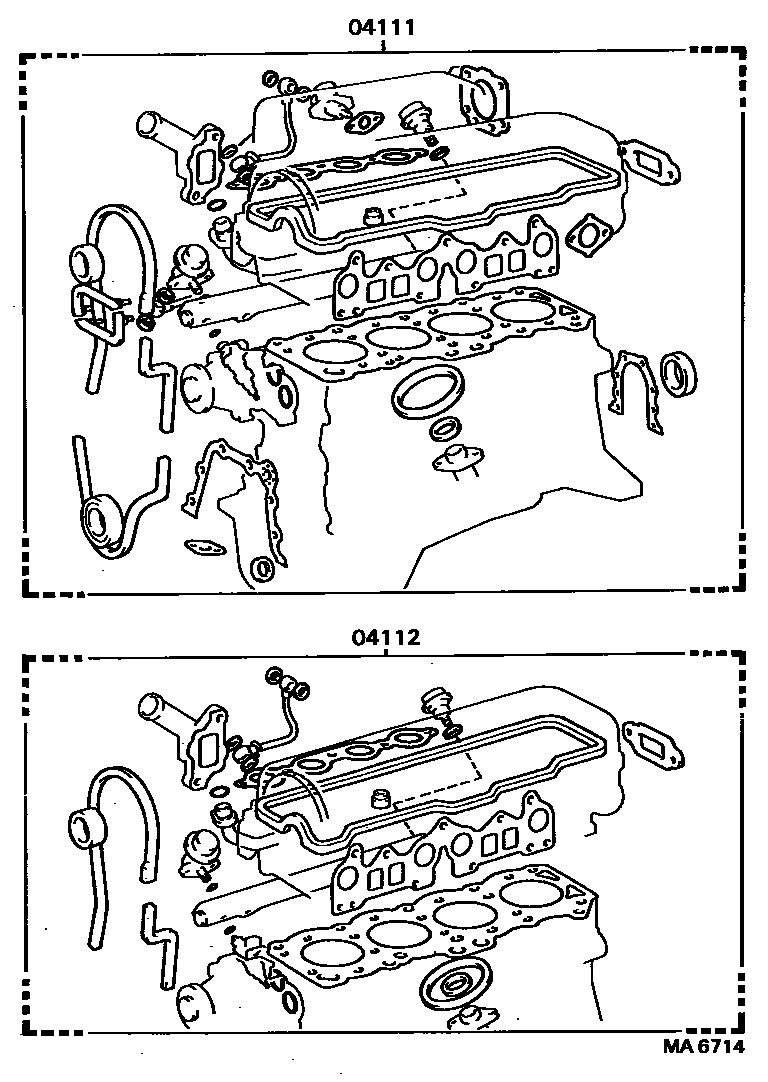Toyota COROLLA Engine Overhaul Gasket Kit EPC diagram — MA6714