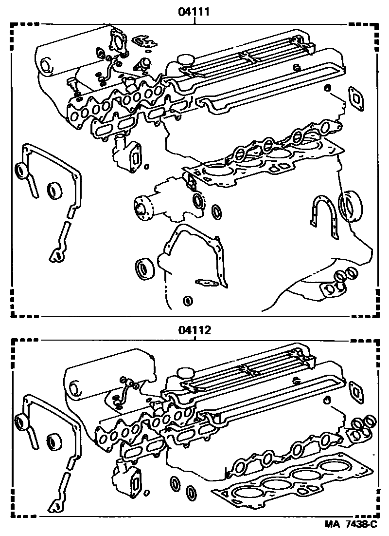 Toyota COROLLA Engine Overhaul Gasket Kit EPC diagram — MA7438C
