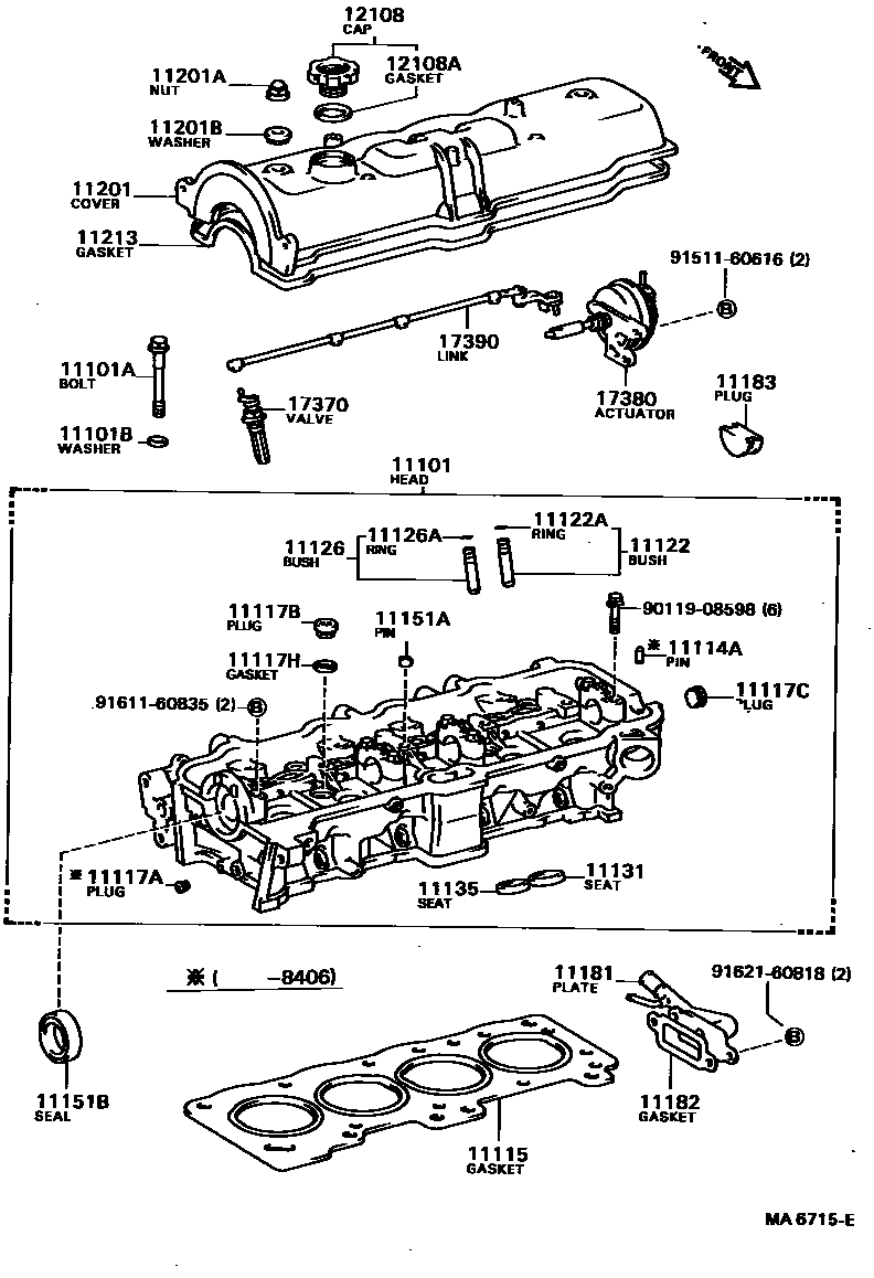 Toyota COROLLA Cylinder Head EPC diagram — MA6715E