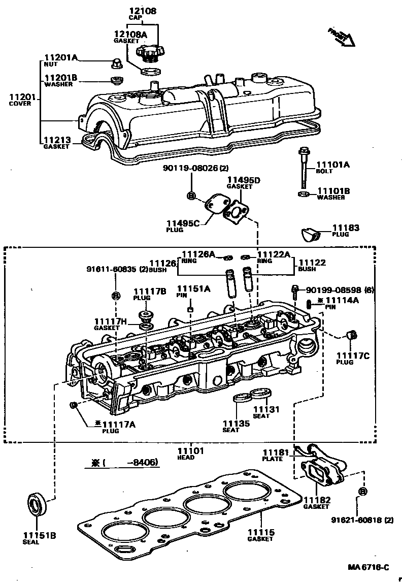 Toyota COROLLA Cylinder Head EPC diagram — MA6716C