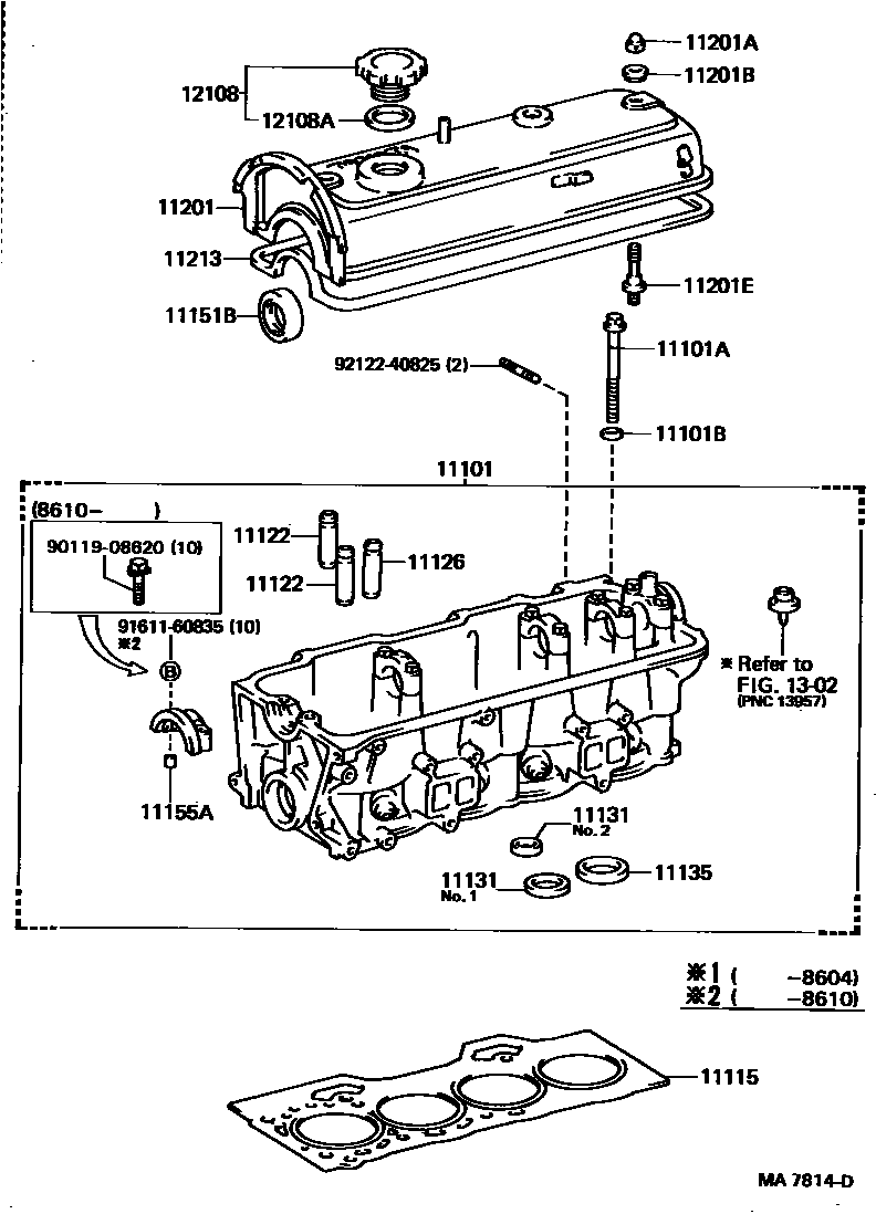 Toyota COROLLA Cylinder Head EPC diagram — MA7814D