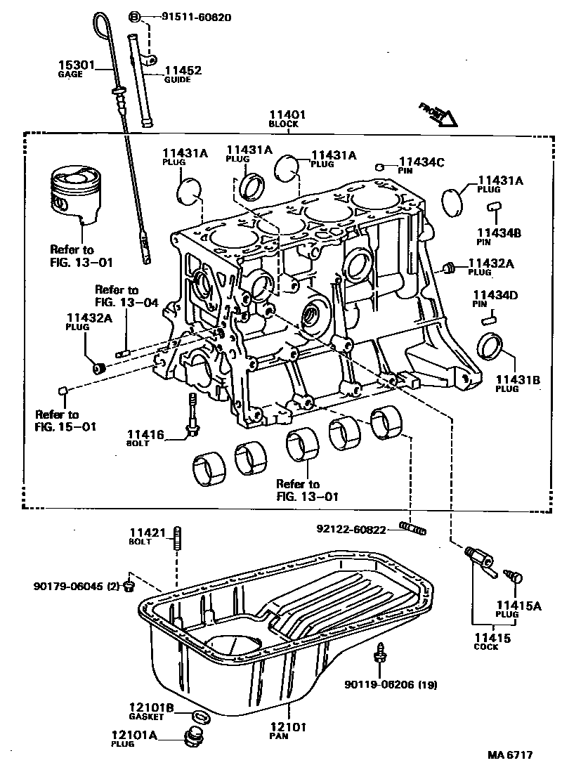 Toyota COROLLA Cylinder Block EPC diagram — MA6717