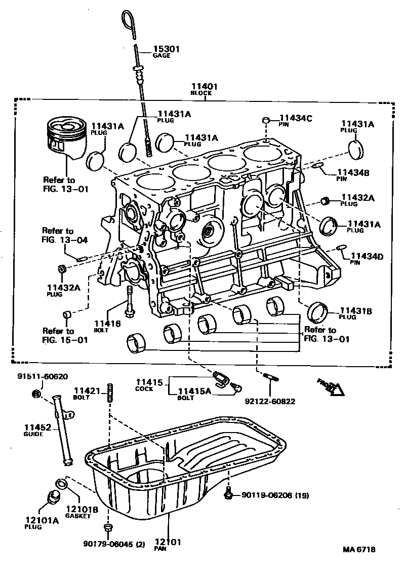 Toyota COROLLA Cylinder Block EPC diagram — MA6718
