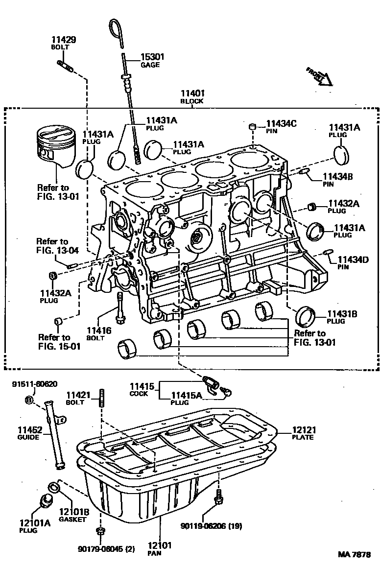 Toyota COROLLA Cylinder Block EPC diagram — MA7878