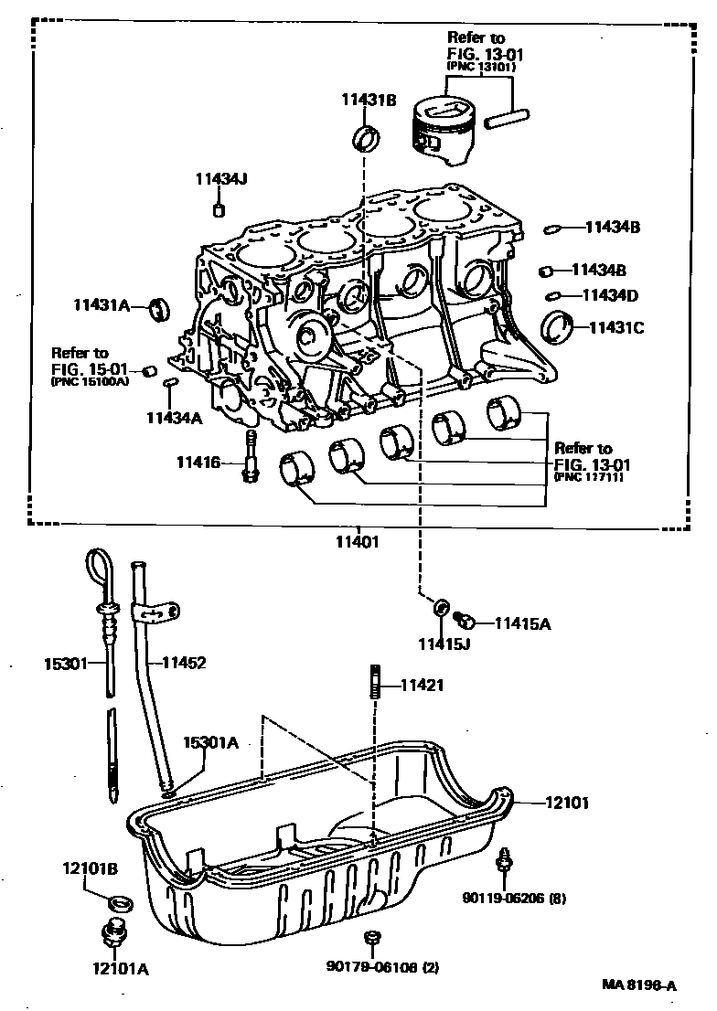 Toyota COROLLA Cylinder Block EPC diagram — MA8196A