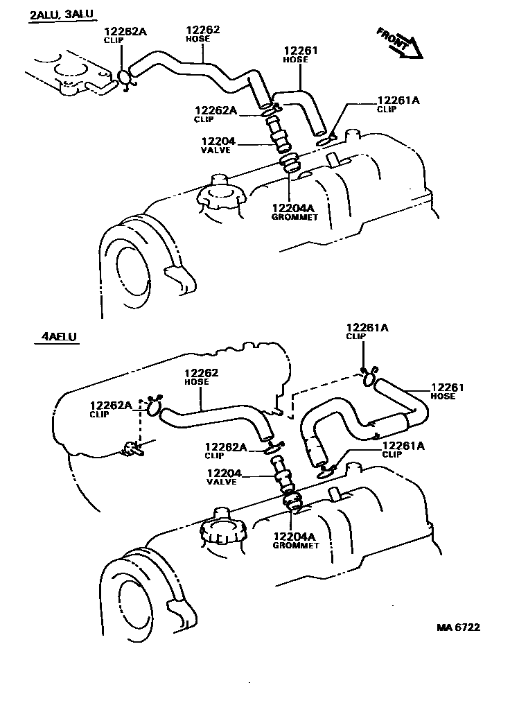 Toyota COROLLA Ventilation Hose EPC diagram — MA6722