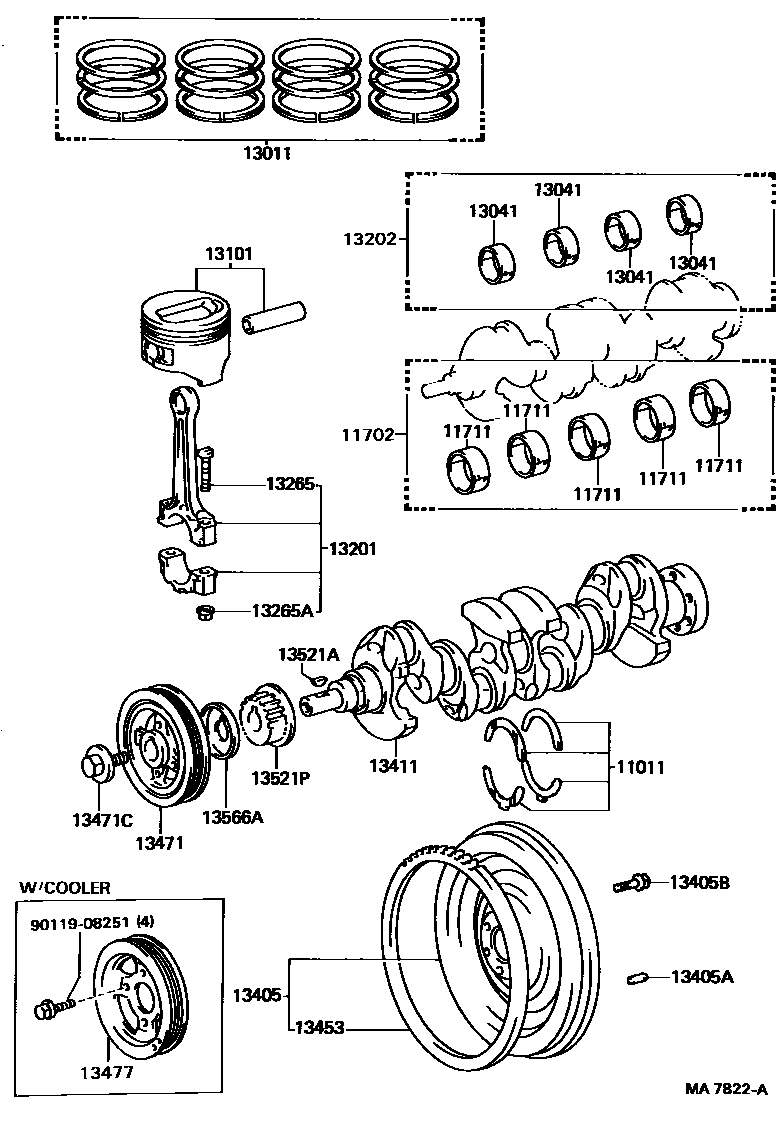 Toyota COROLLA Crankshaft & Piston EPC diagram — MA7822A