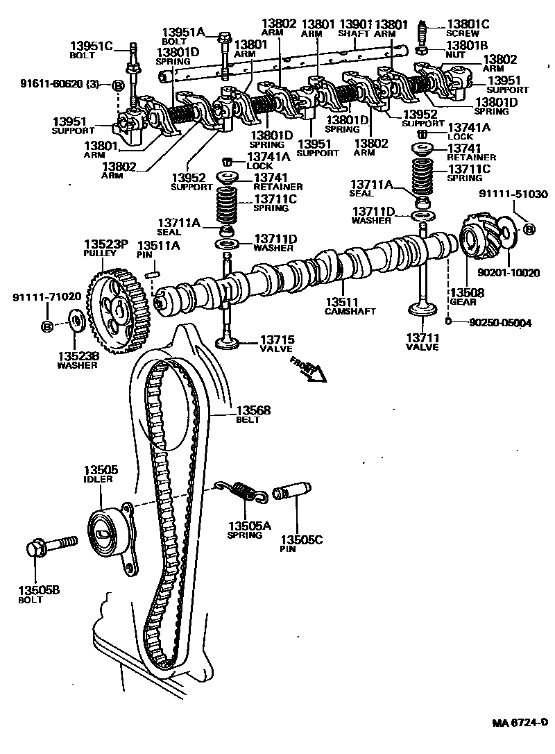 Toyota COROLLA Camshaft & Valve EPC diagram — MA6724D