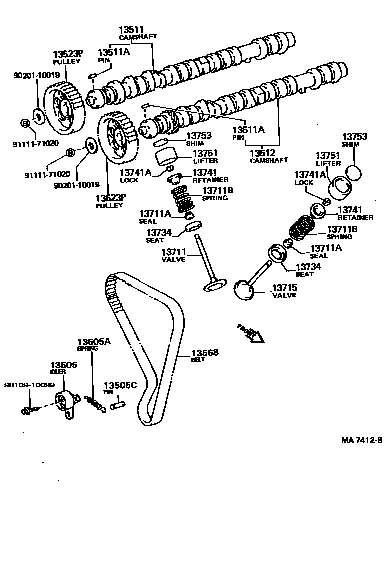 Toyota COROLLA Camshaft & Valve EPC diagram — MA7412B