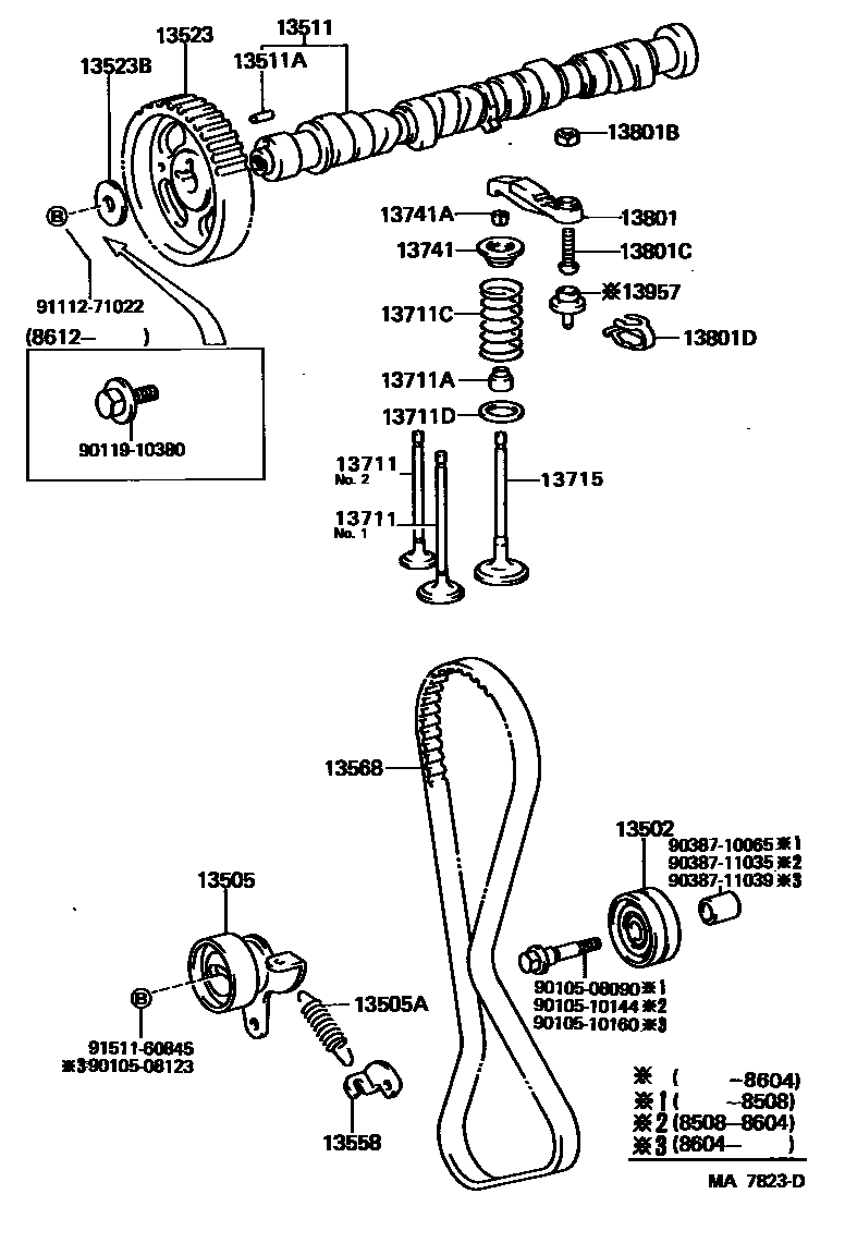 Toyota COROLLA Camshaft & Valve EPC diagram — MA7823D
